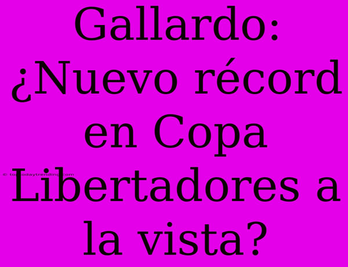 Gallardo: ¿Nuevo Récord En Copa Libertadores A La Vista?