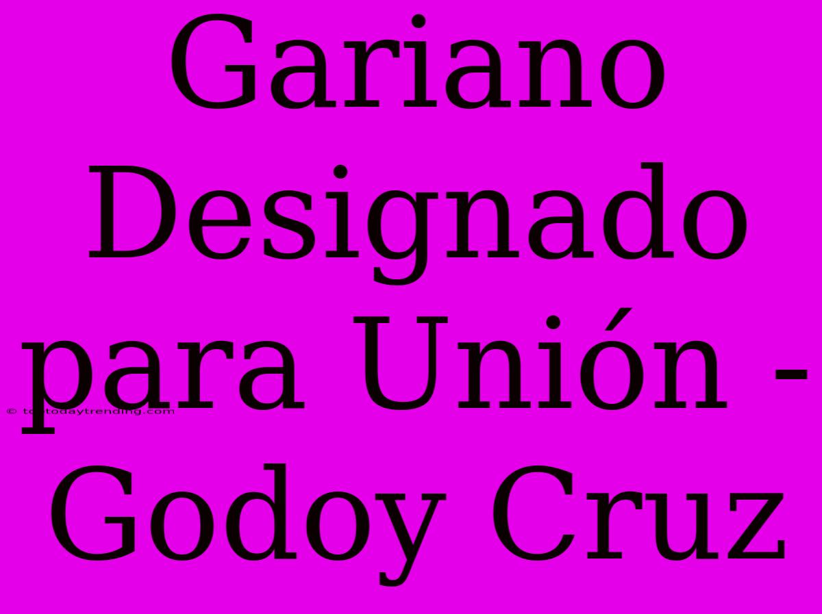 Gariano Designado Para Unión - Godoy Cruz