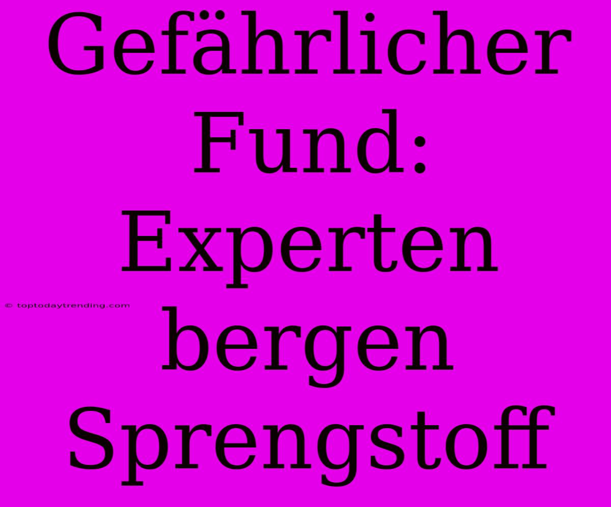 Gefährlicher Fund: Experten Bergen Sprengstoff