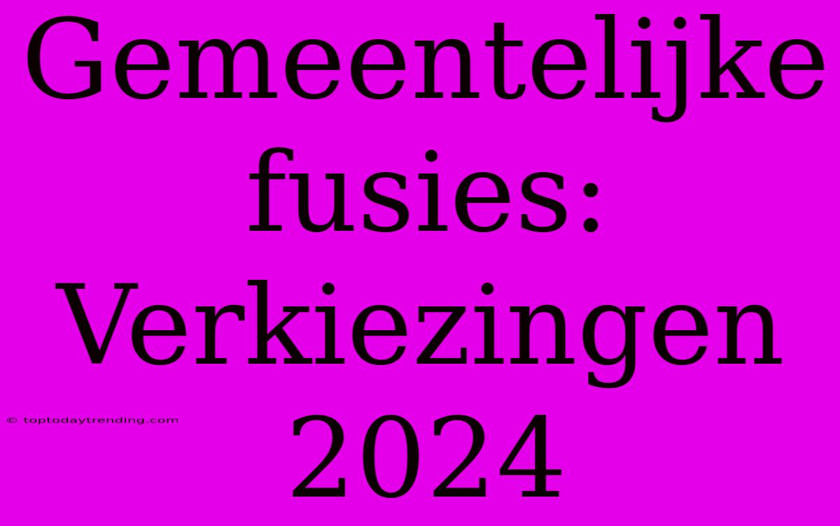 Gemeentelijke Fusies: Verkiezingen 2024