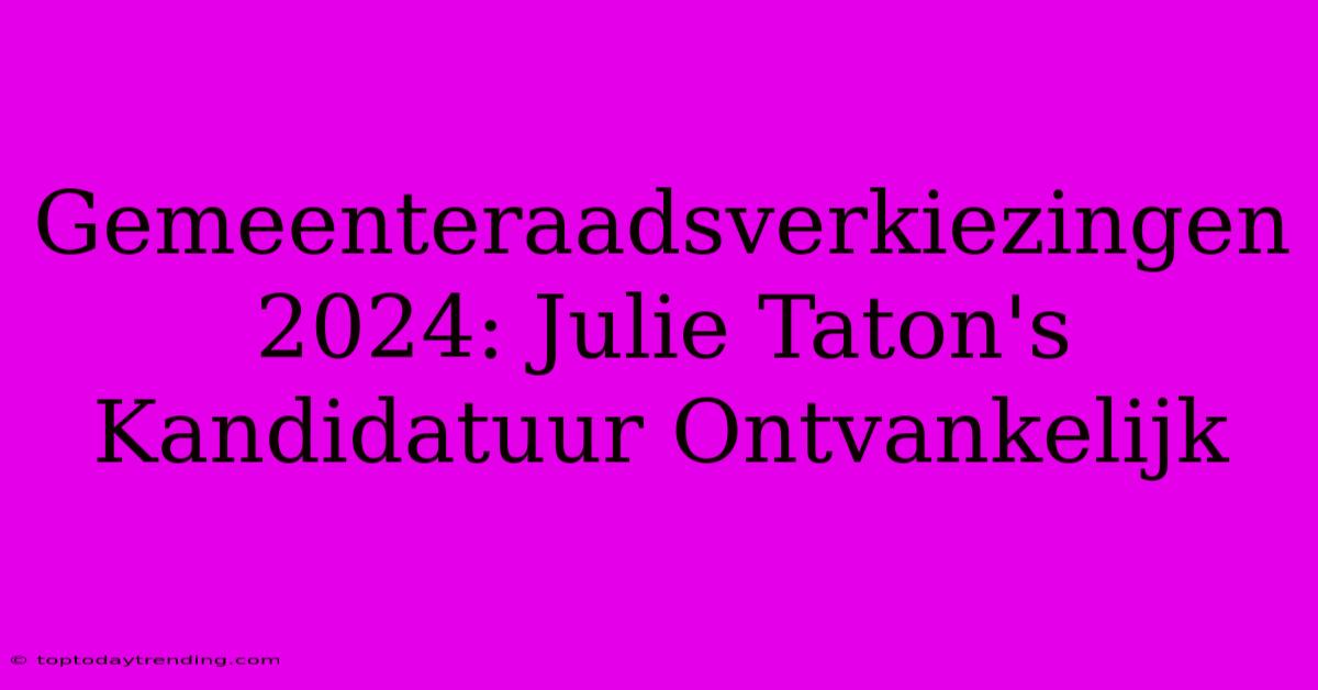 Gemeenteraadsverkiezingen 2024: Julie Taton's Kandidatuur Ontvankelijk