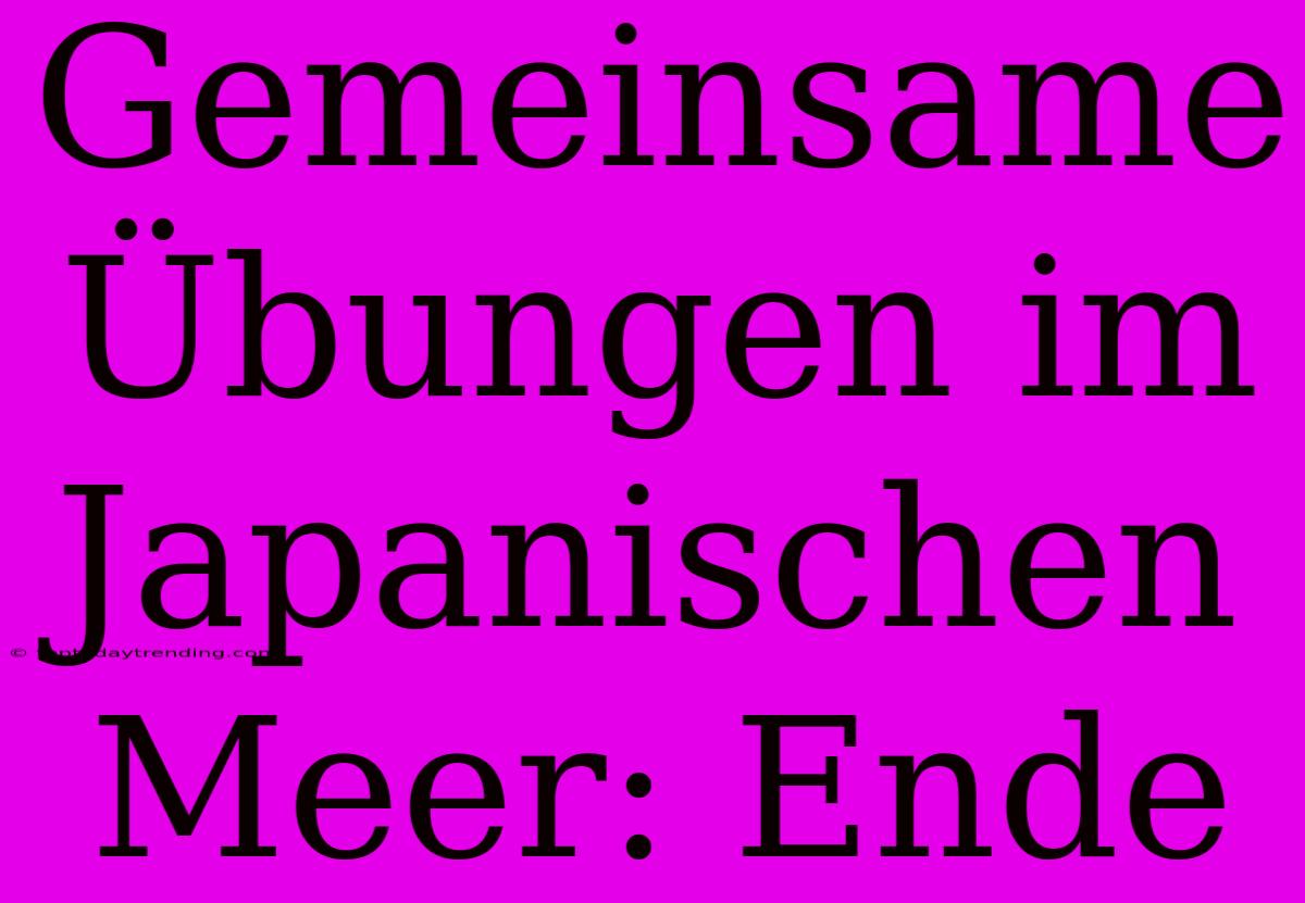 Gemeinsame Übungen Im Japanischen Meer: Ende