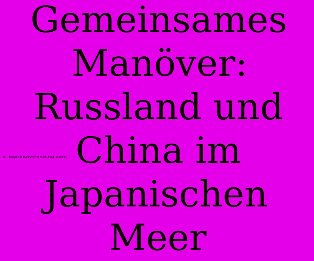 Gemeinsames Manöver: Russland Und China Im Japanischen Meer