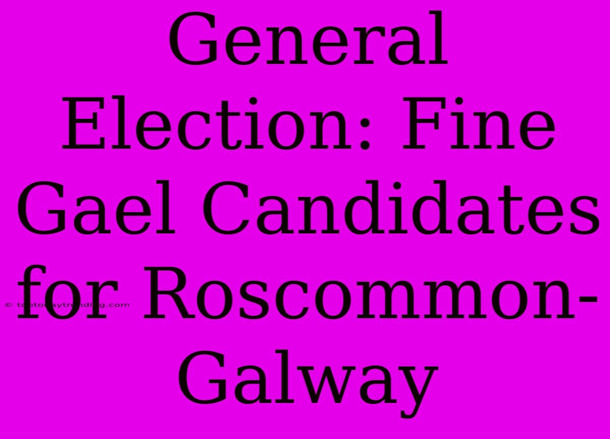 General Election: Fine Gael Candidates For Roscommon-Galway