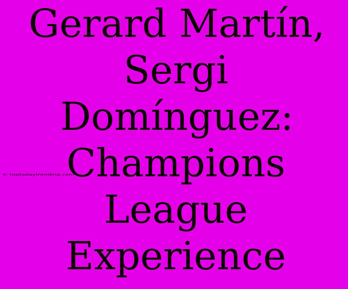 Gerard Martín, Sergi Domínguez:  Champions League Experience