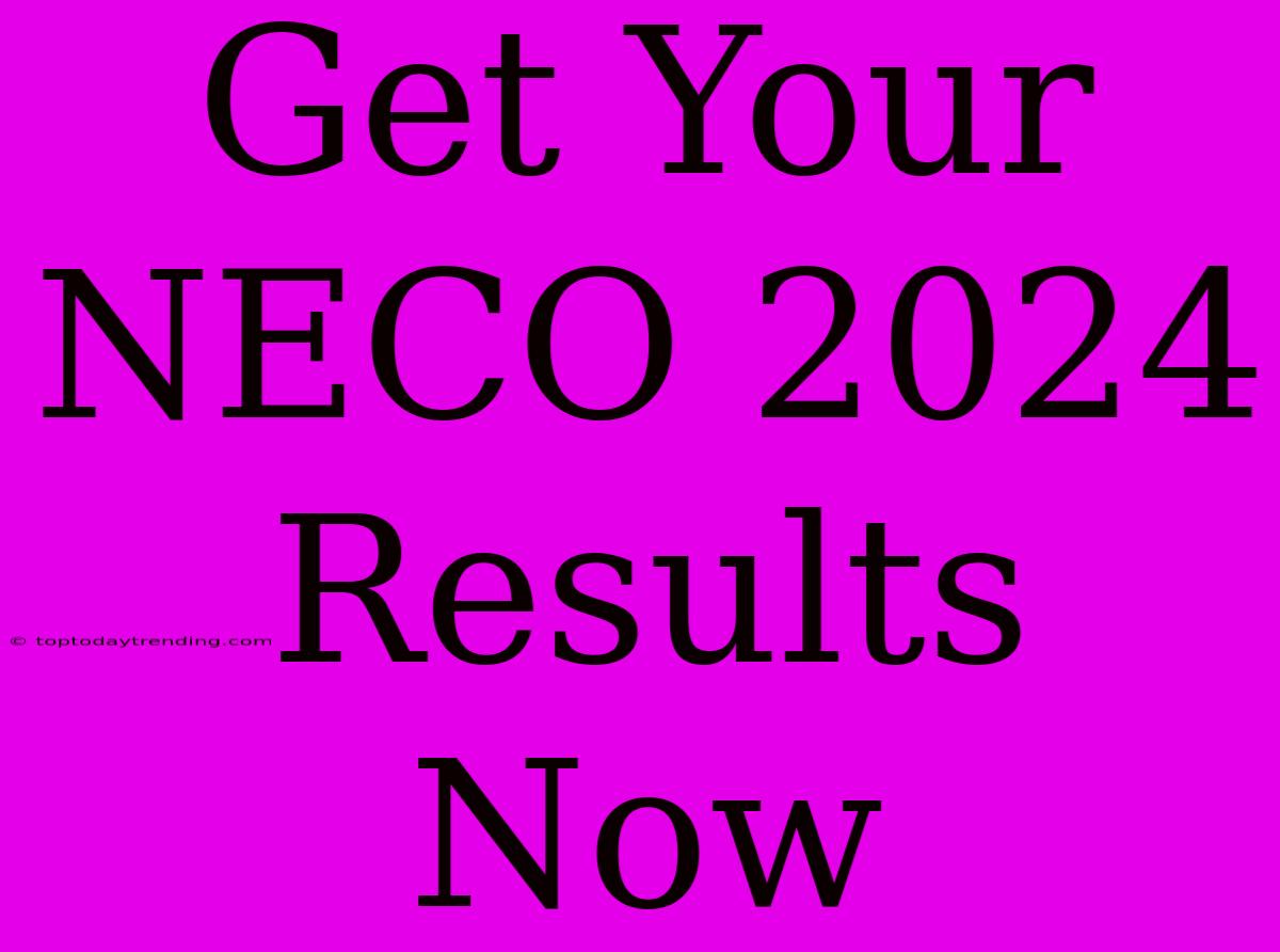 Get Your NECO 2024 Results Now