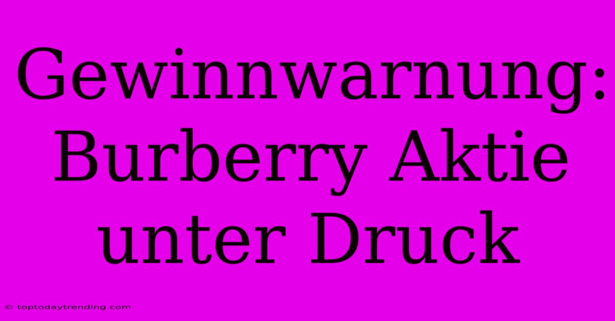 Gewinnwarnung: Burberry Aktie Unter Druck