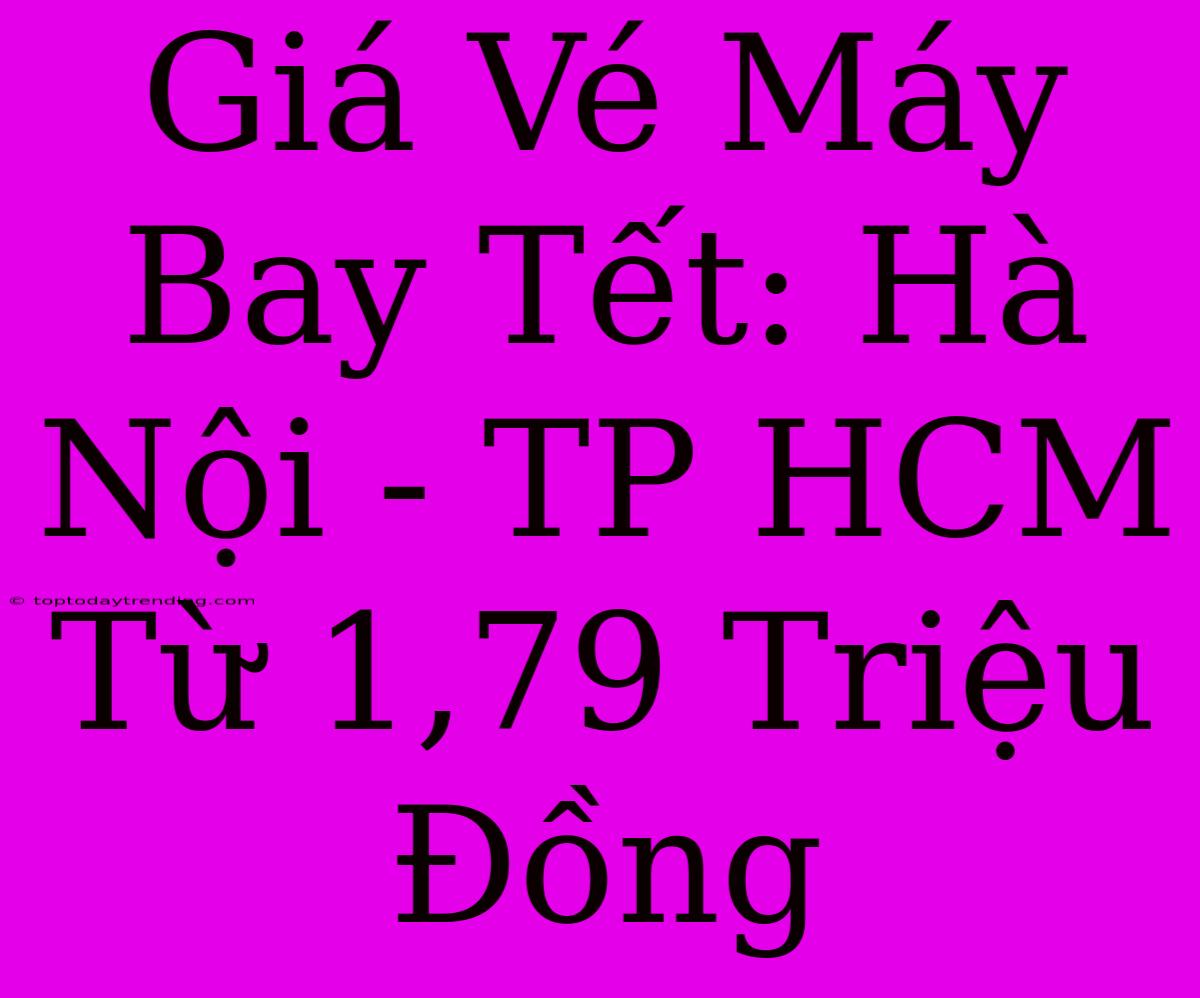 Giá Vé Máy Bay Tết: Hà Nội - TP HCM Từ 1,79 Triệu Đồng