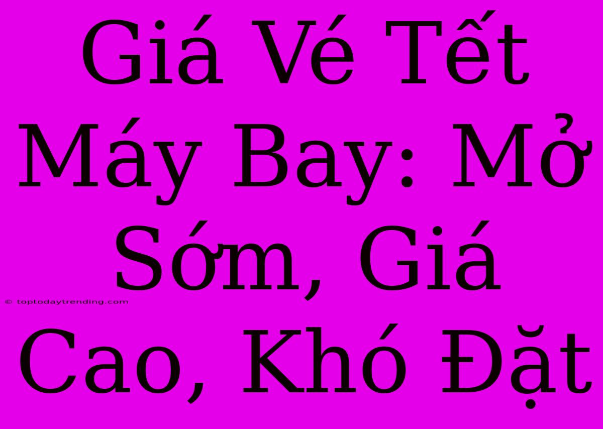 Giá Vé Tết Máy Bay: Mở Sớm, Giá Cao, Khó Đặt