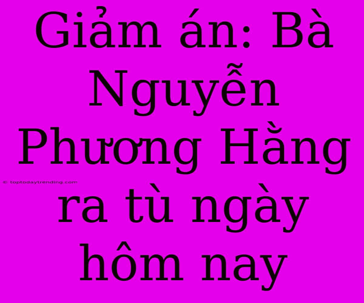 Giảm Án: Bà Nguyễn Phương Hằng Ra Tù Ngày Hôm Nay