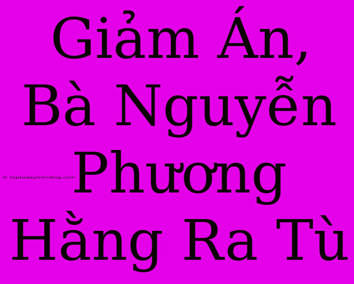 Giảm Án, Bà Nguyễn Phương Hằng Ra Tù