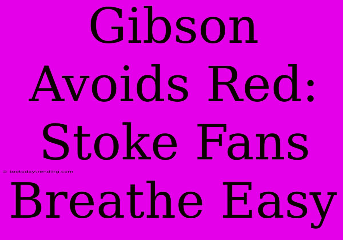 Gibson Avoids Red: Stoke Fans Breathe Easy