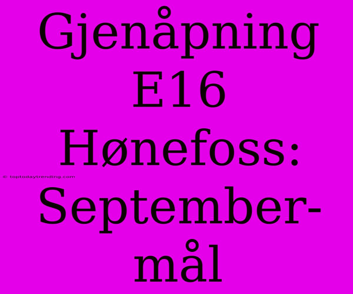 Gjenåpning E16 Hønefoss: September-mål