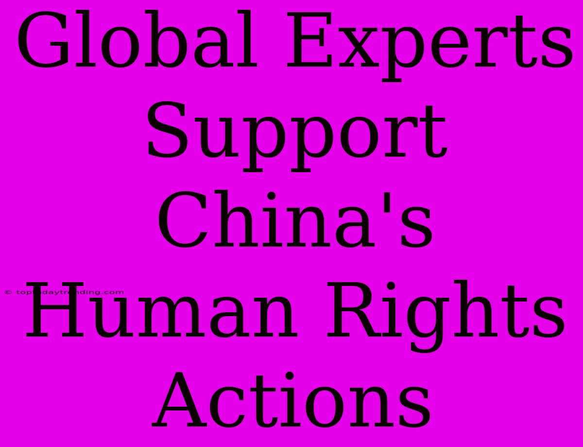 Global Experts Support China's Human Rights Actions