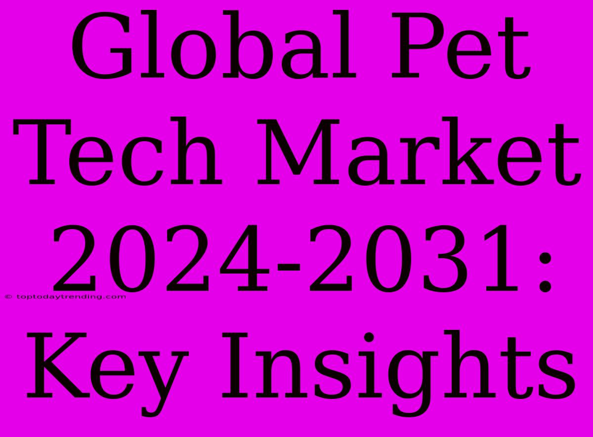 Global Pet Tech Market 2024-2031: Key Insights