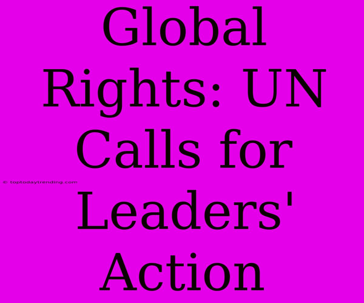 Global Rights: UN Calls For Leaders' Action