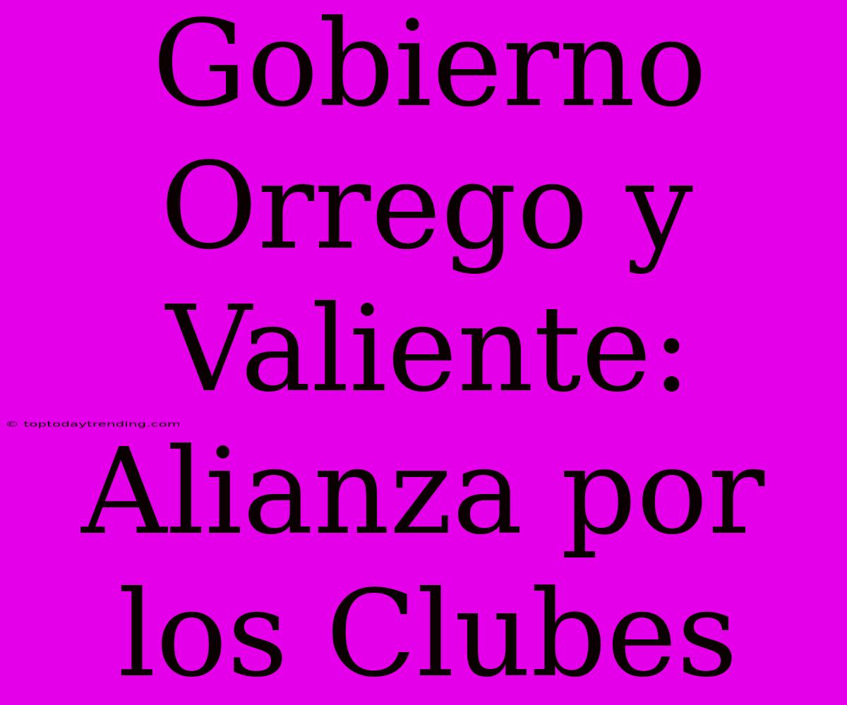 Gobierno Orrego Y Valiente: Alianza Por Los Clubes