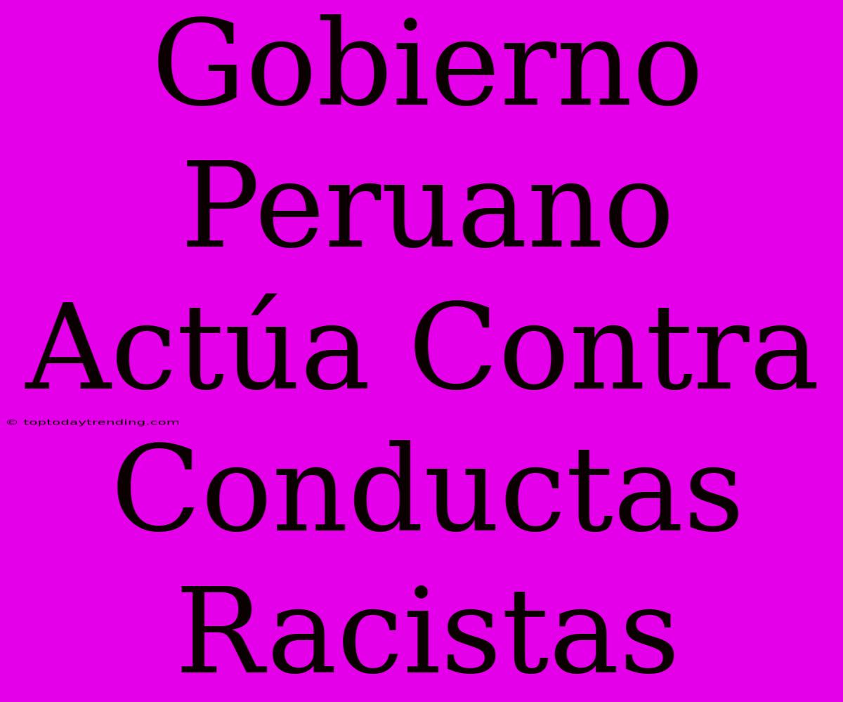 Gobierno Peruano Actúa Contra Conductas Racistas