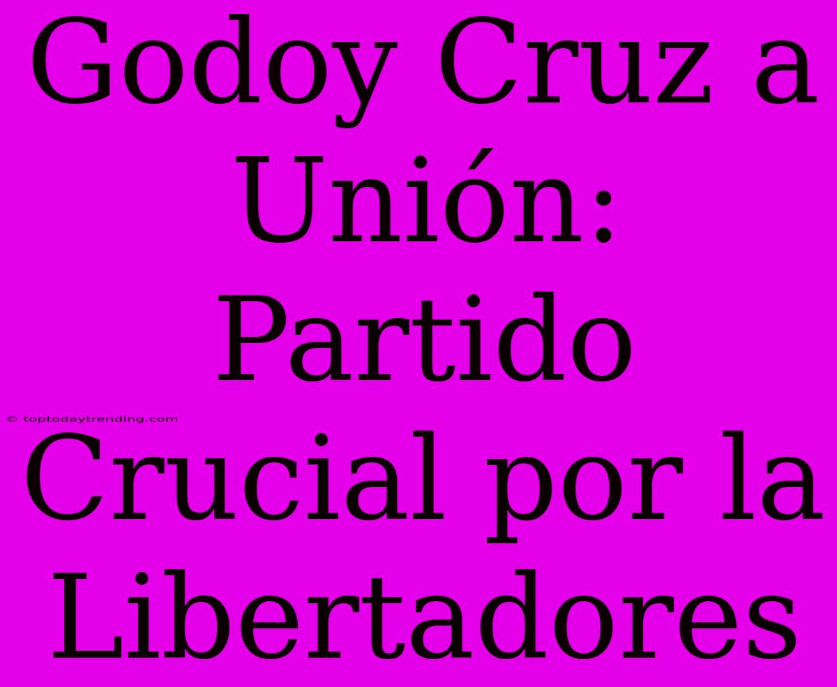 Godoy Cruz A Unión: Partido Crucial Por La Libertadores