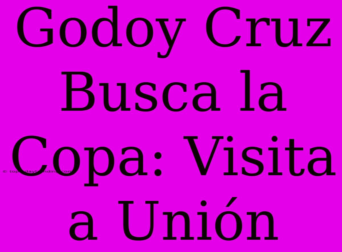 Godoy Cruz Busca La Copa: Visita A Unión