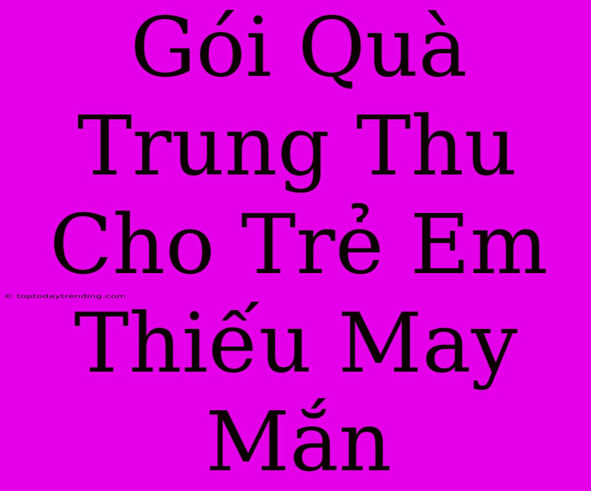 Gói Quà Trung Thu Cho Trẻ Em Thiếu May Mắn