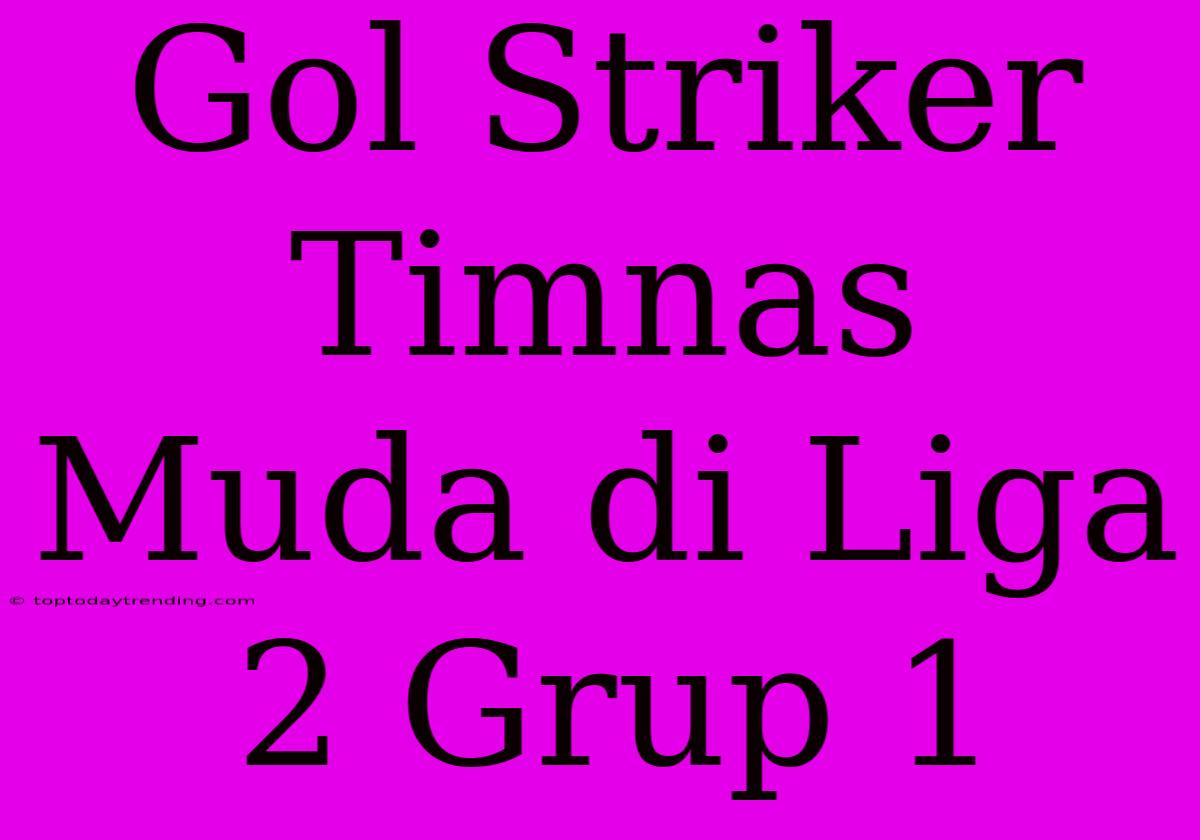 Gol Striker Timnas Muda Di Liga 2 Grup 1