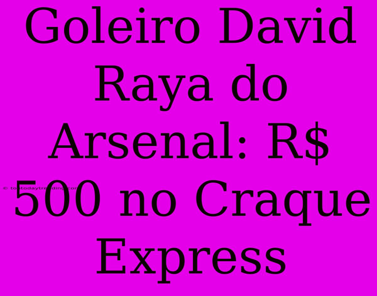 Goleiro David Raya Do Arsenal: R$ 500 No Craque Express