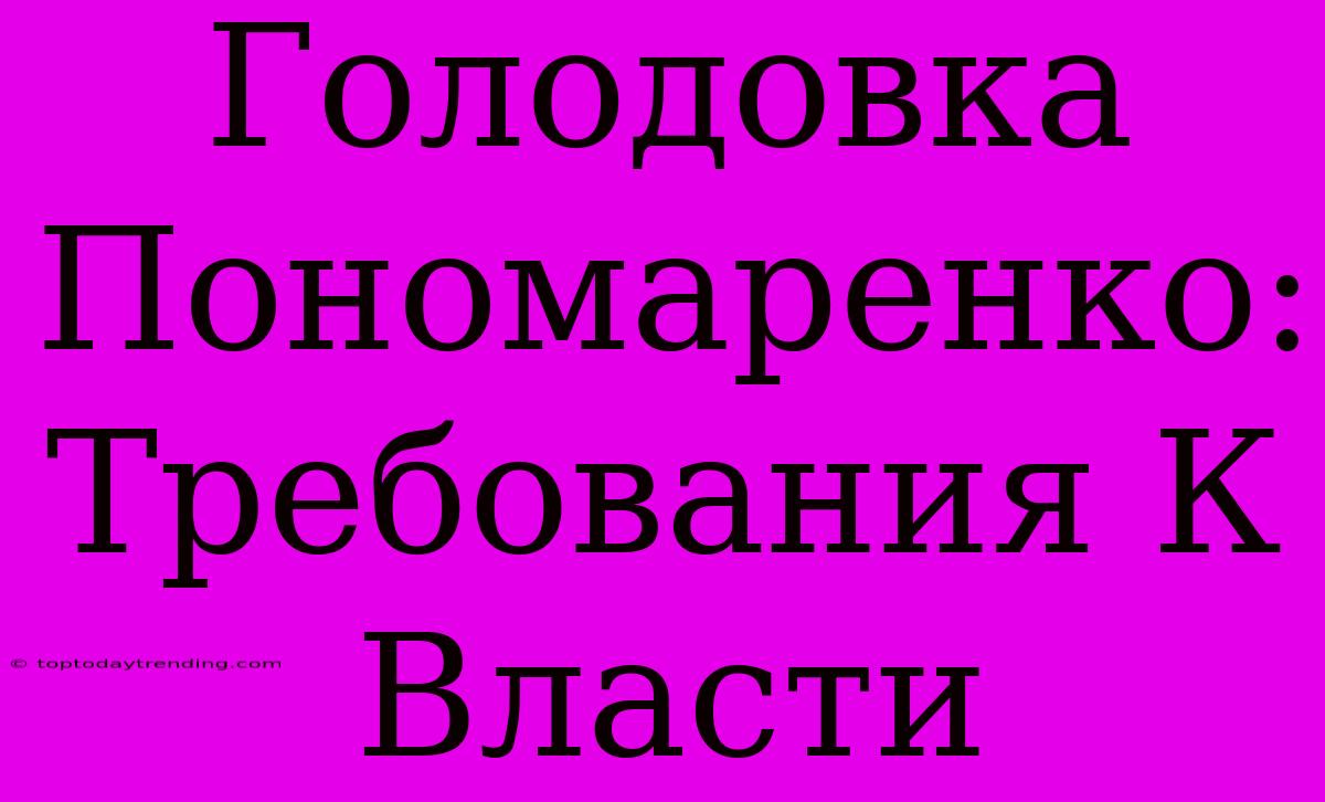 Голодовка Пономаренко: Требования К Власти