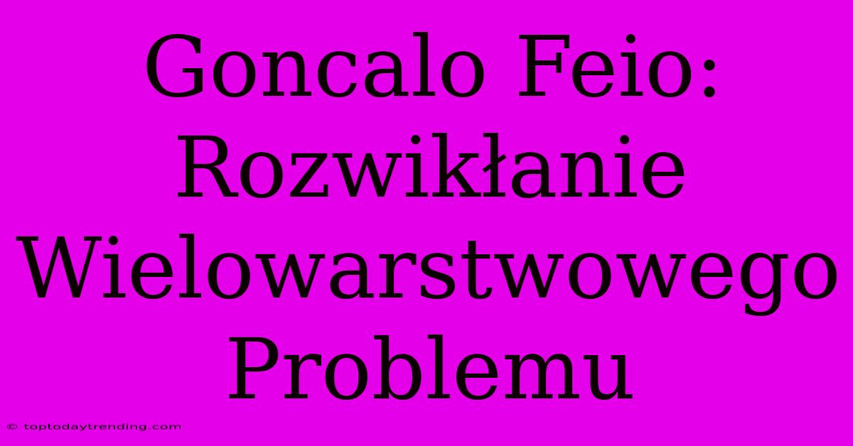 Goncalo Feio: Rozwikłanie Wielowarstwowego Problemu