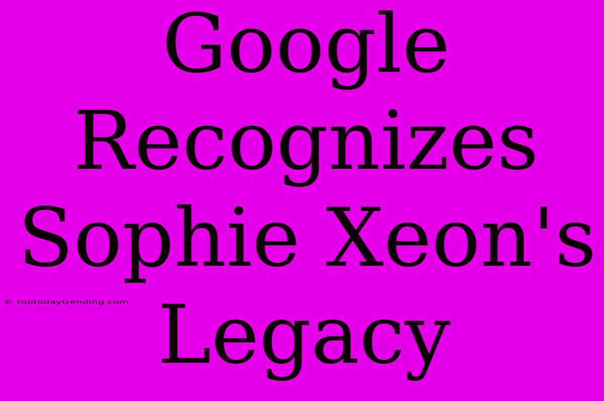 Google Recognizes Sophie Xeon's Legacy