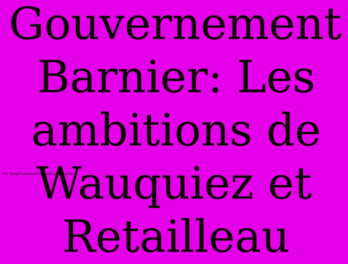 Gouvernement Barnier: Les Ambitions De Wauquiez Et Retailleau