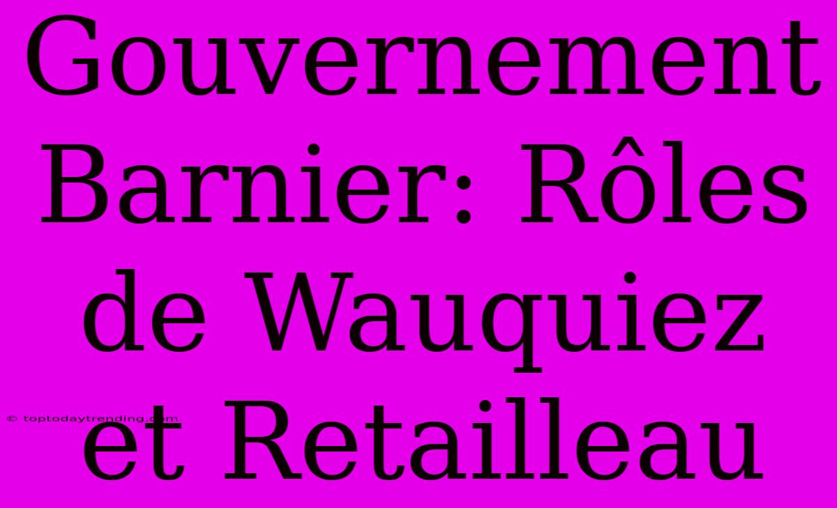 Gouvernement Barnier: Rôles De Wauquiez Et Retailleau