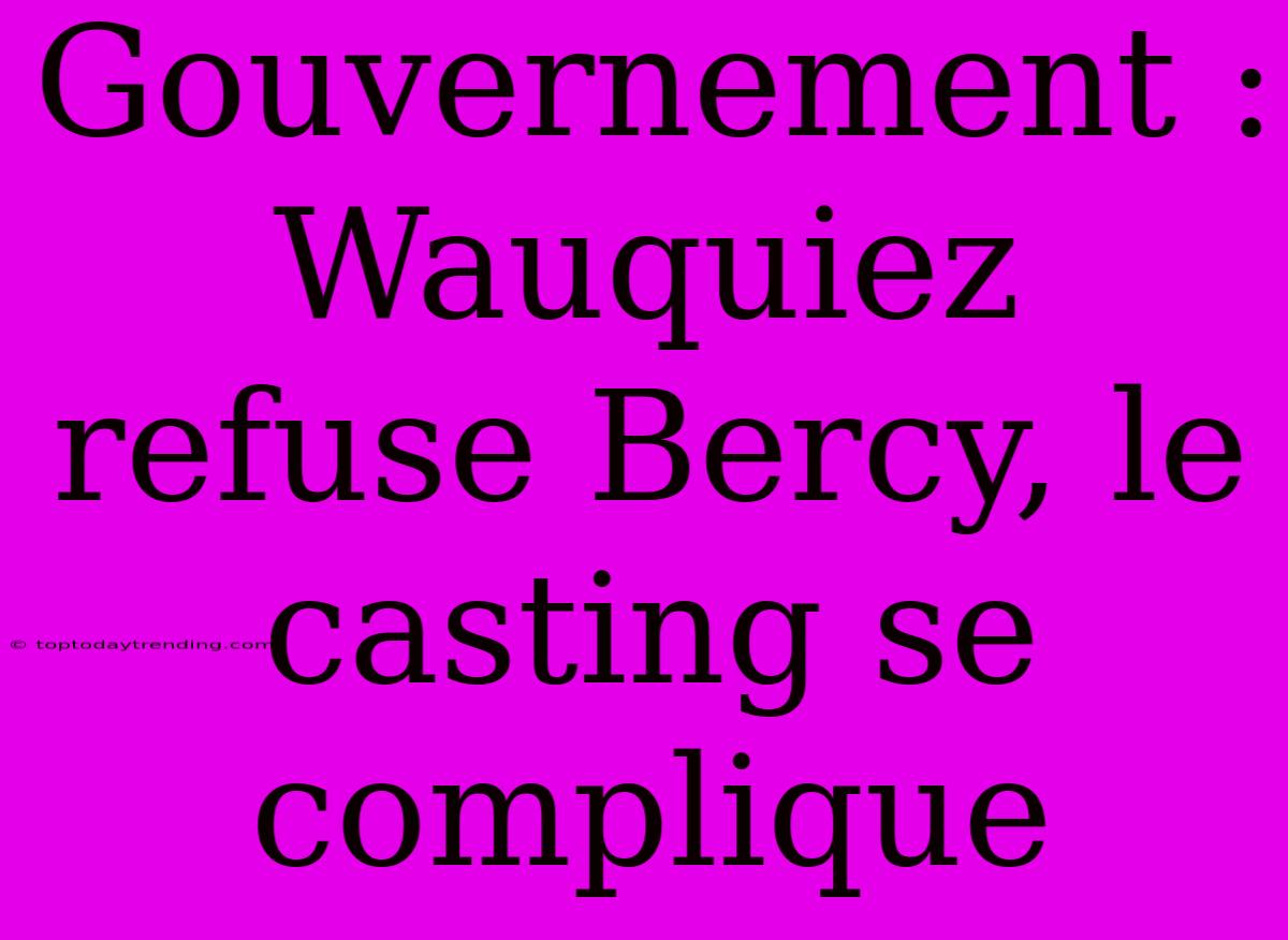 Gouvernement : Wauquiez Refuse Bercy, Le Casting Se Complique