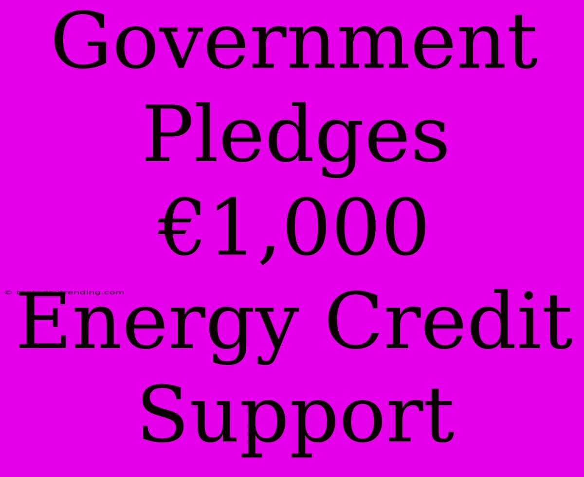 Government Pledges €1,000 Energy Credit Support