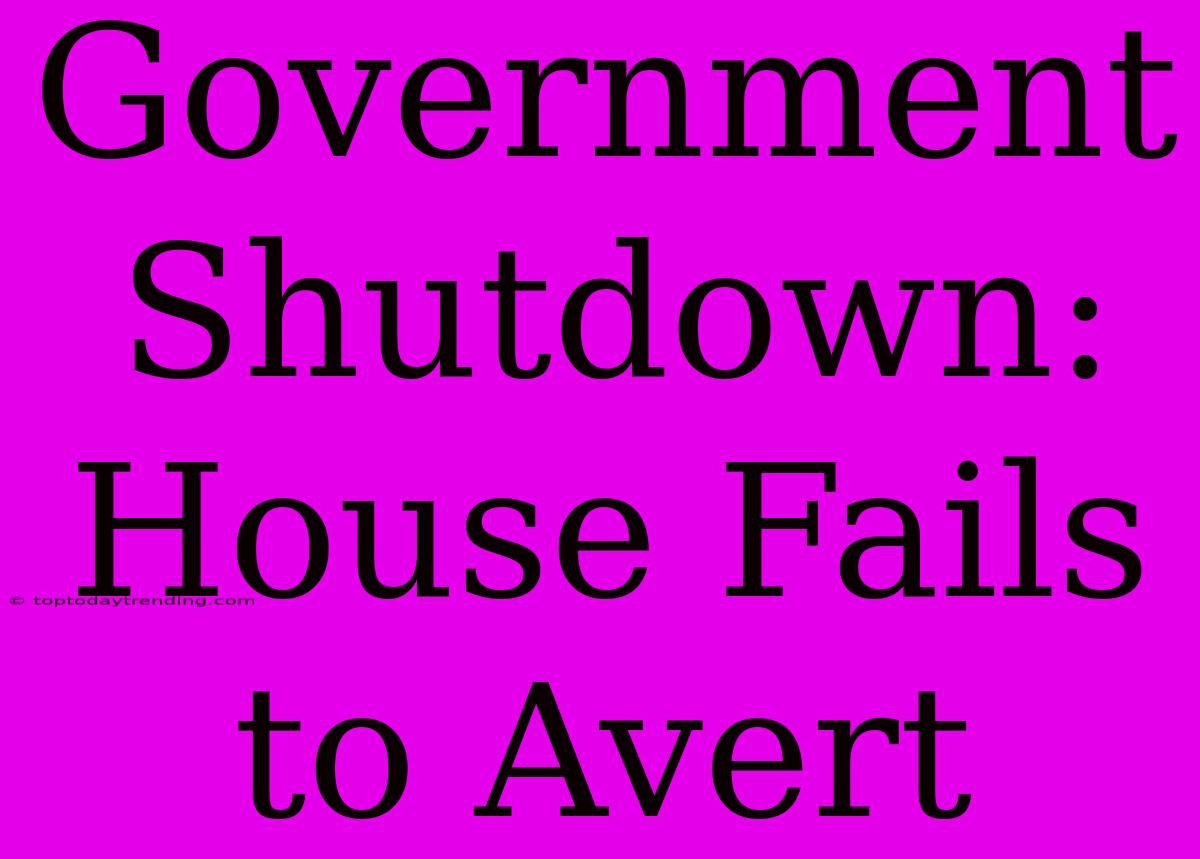 Government Shutdown: House Fails To Avert