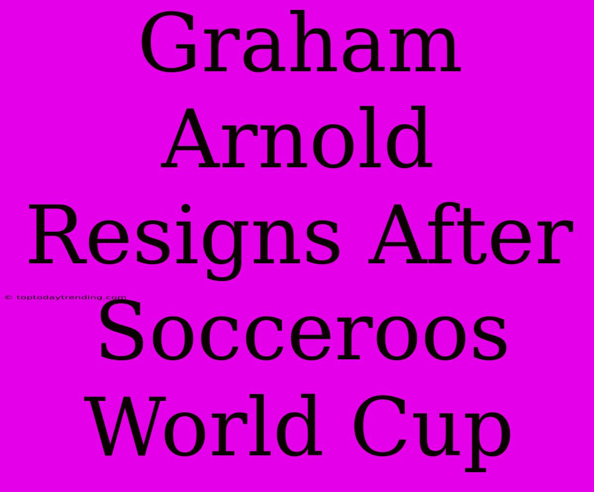 Graham Arnold Resigns After Socceroos World Cup