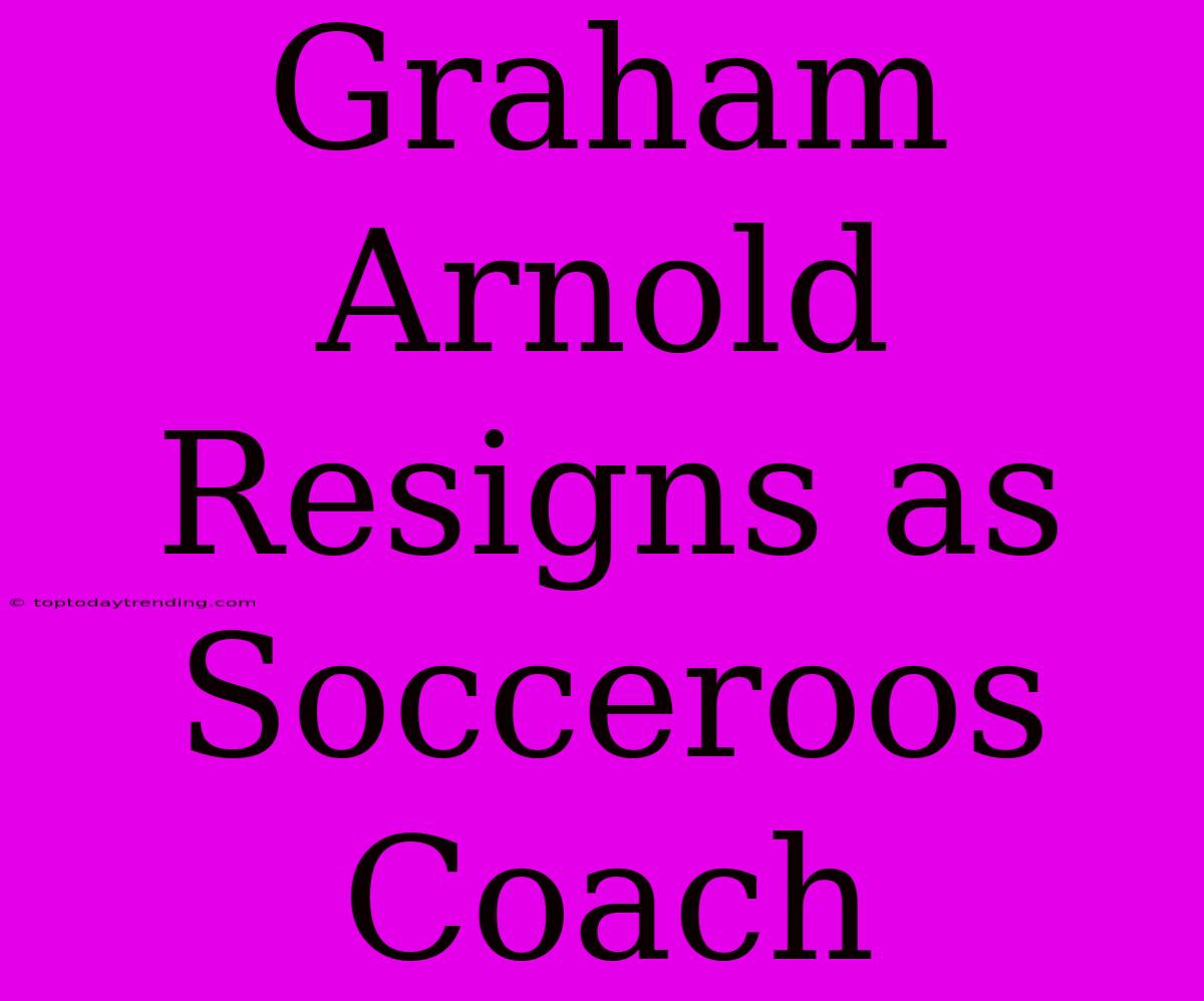 Graham Arnold Resigns As Socceroos Coach