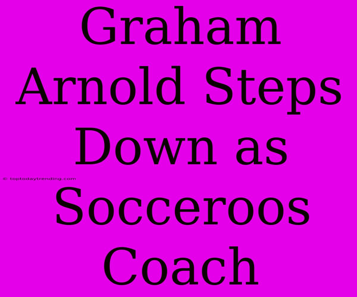 Graham Arnold Steps Down As Socceroos Coach