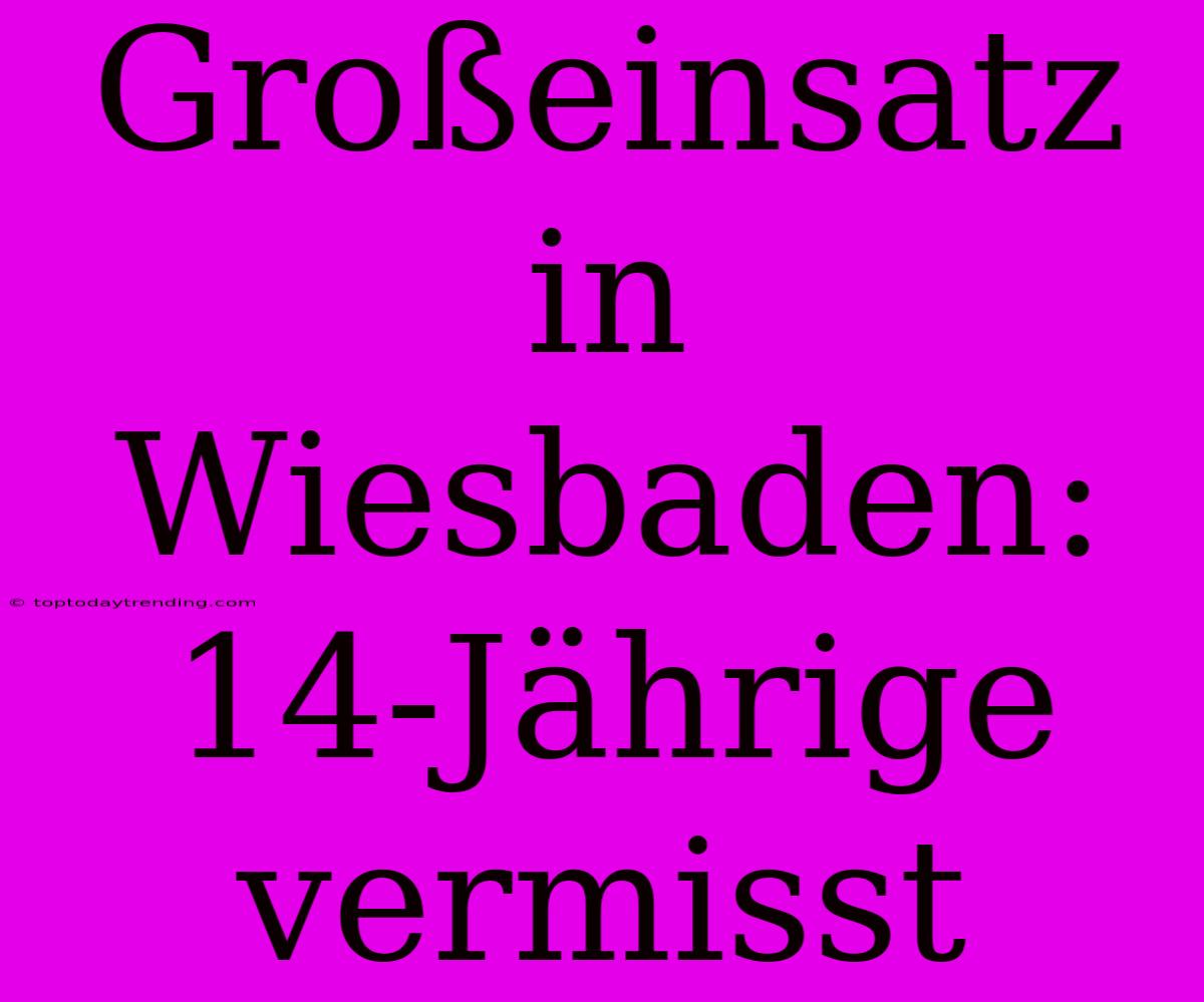 Großeinsatz In Wiesbaden: 14-Jährige Vermisst