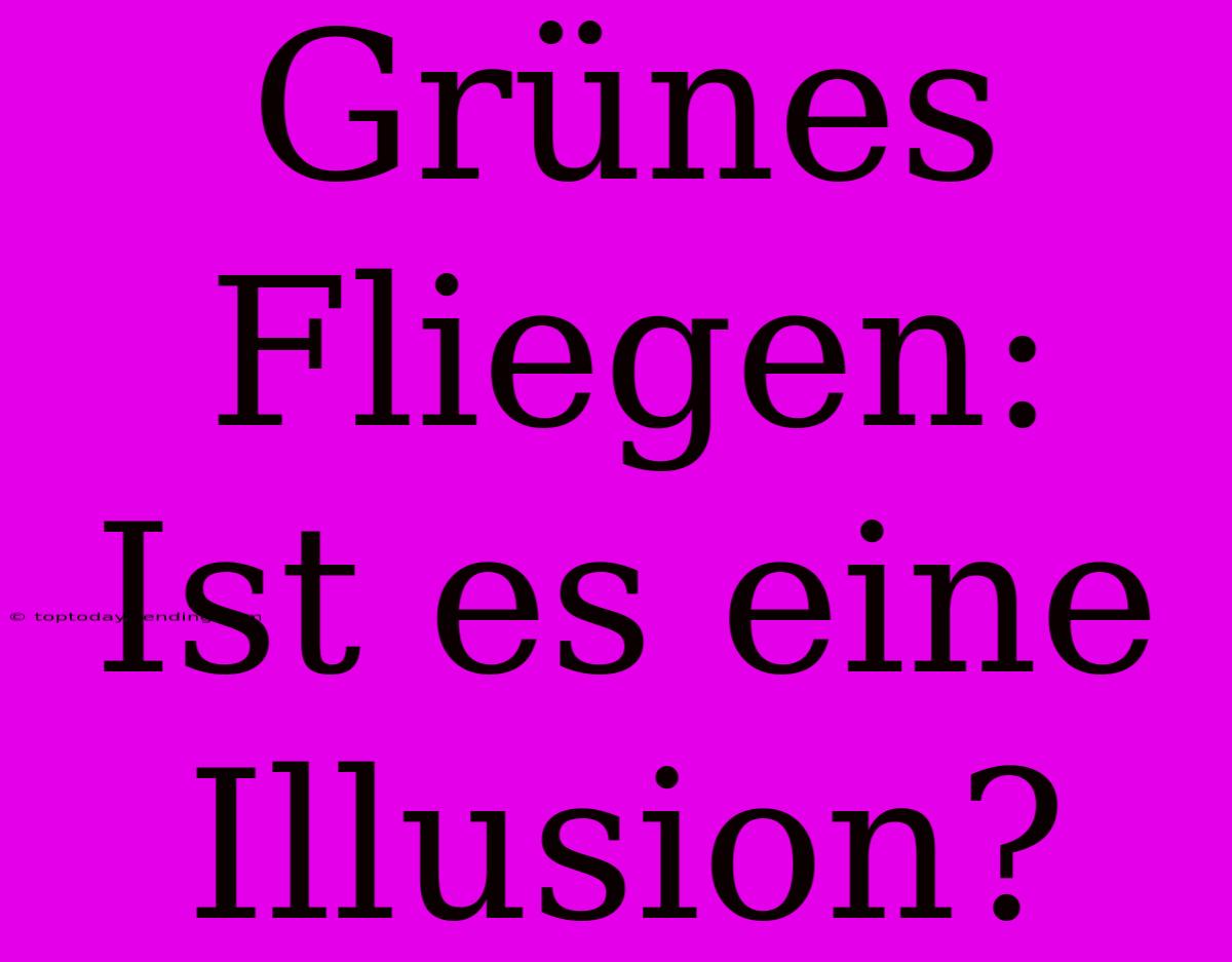 Grünes Fliegen:  Ist Es Eine Illusion?