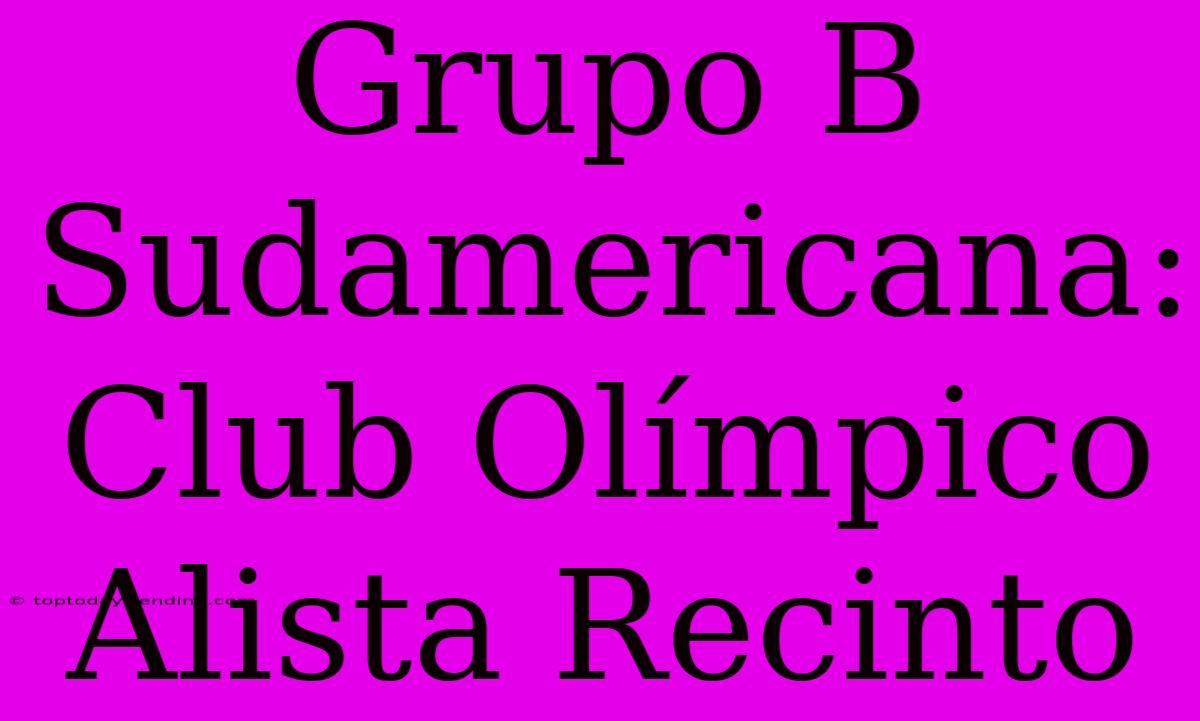 Grupo B Sudamericana: Club Olímpico Alista Recinto