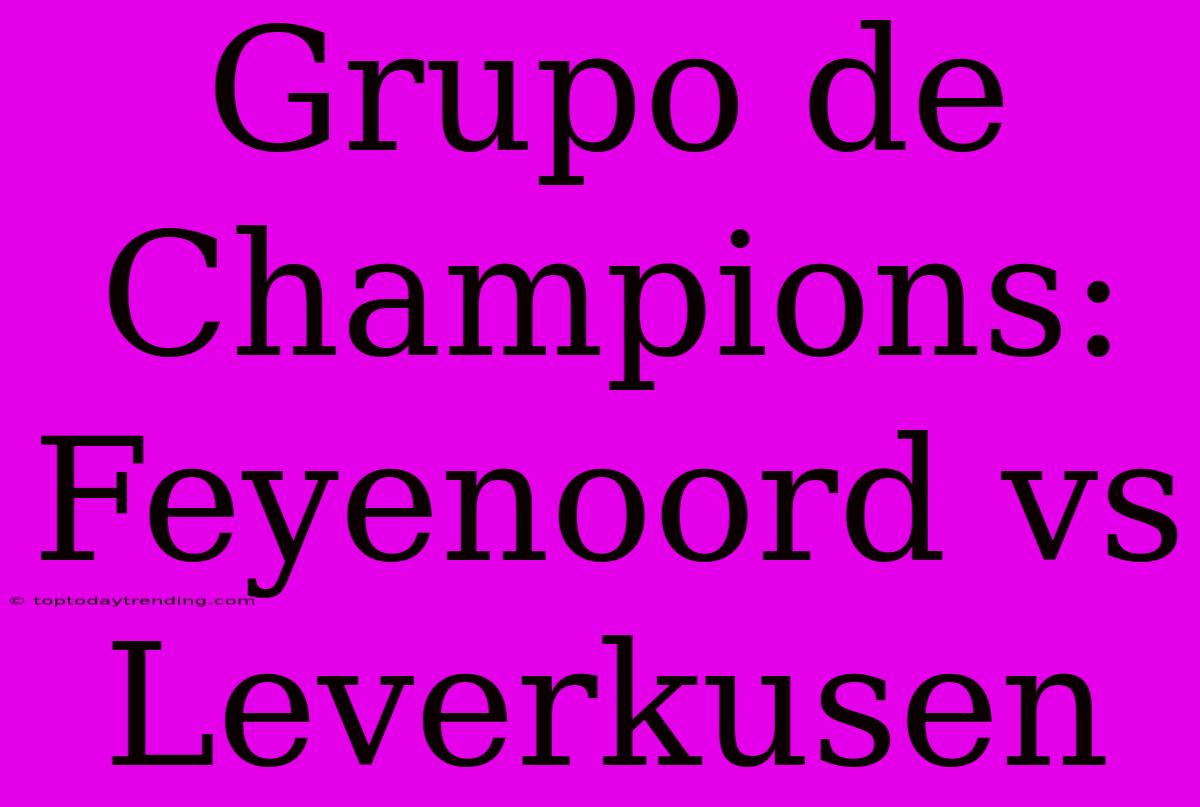 Grupo De Champions: Feyenoord Vs Leverkusen