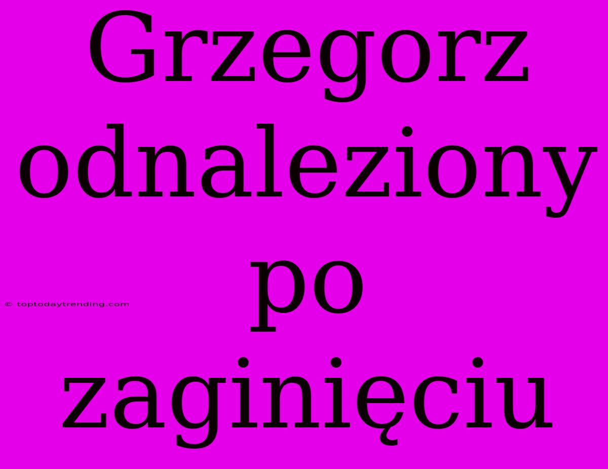 Grzegorz Odnaleziony Po Zaginięciu