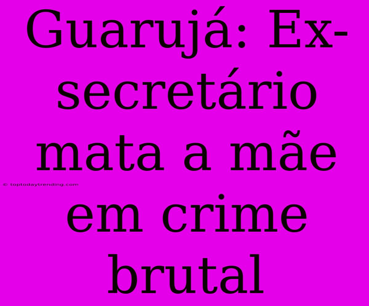 Guarujá: Ex-secretário Mata A Mãe Em Crime Brutal