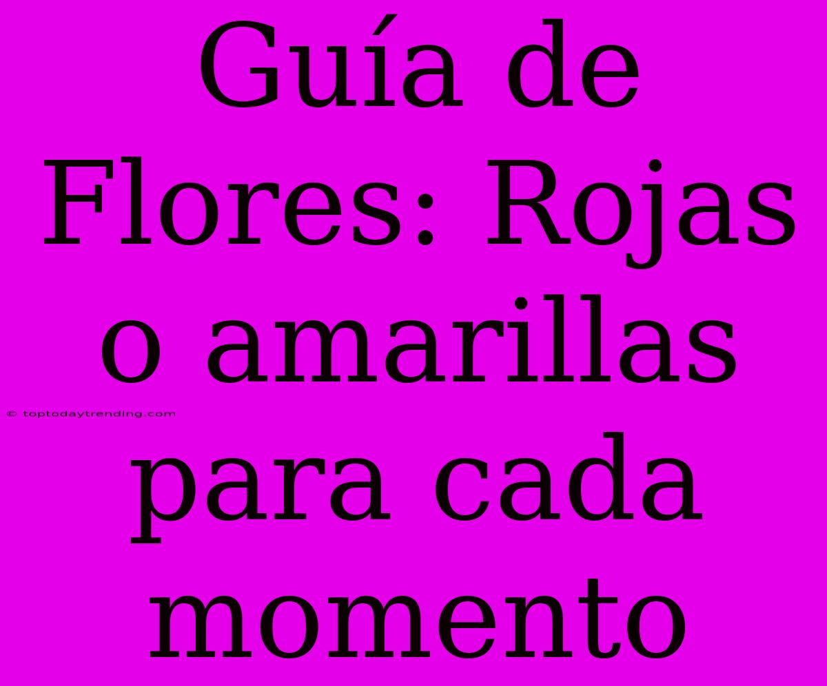 Guía De Flores: Rojas O Amarillas Para Cada Momento