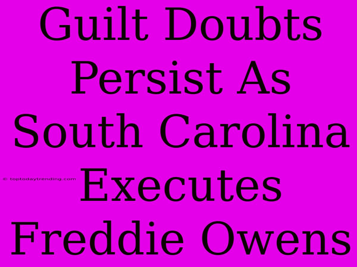 Guilt Doubts Persist As South Carolina Executes Freddie Owens