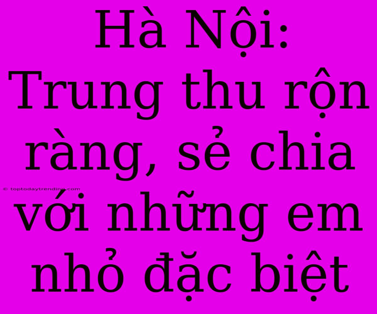 Hà Nội: Trung Thu Rộn Ràng, Sẻ Chia Với Những Em Nhỏ Đặc Biệt