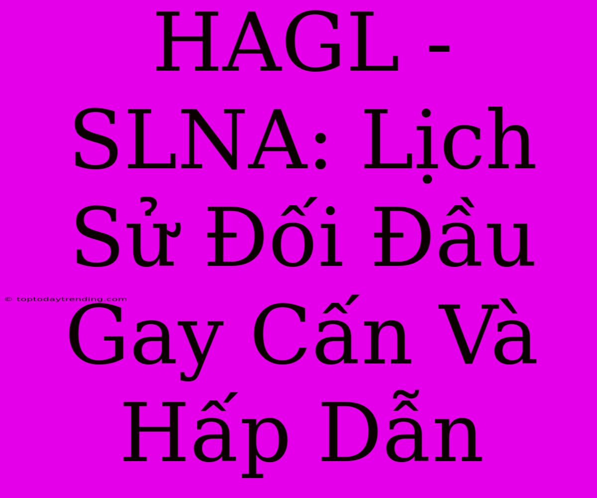 HAGL - SLNA: Lịch Sử Đối Đầu Gay Cấn Và Hấp Dẫn