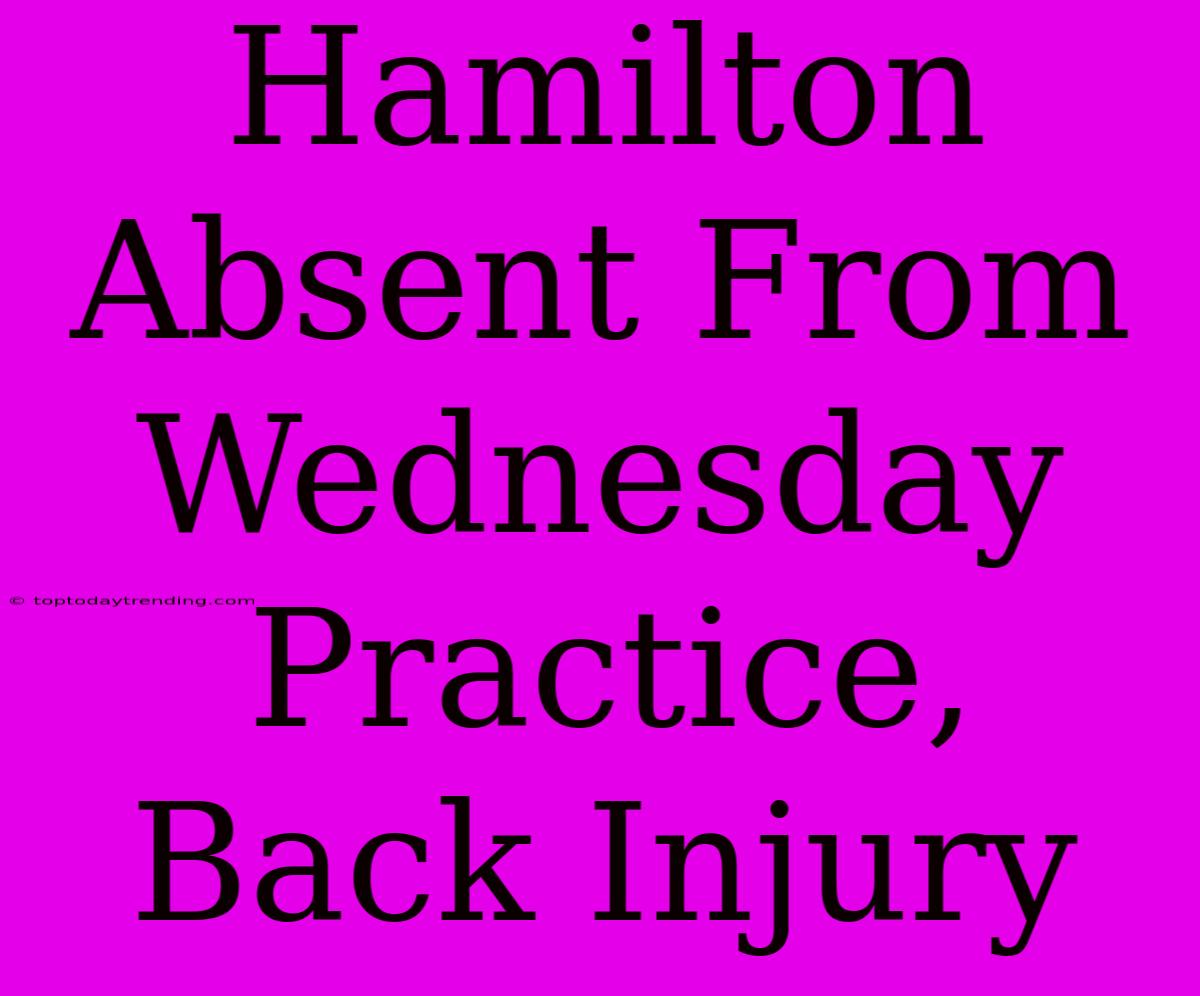 Hamilton Absent From Wednesday Practice, Back Injury