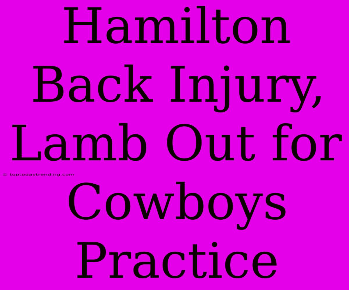 Hamilton Back Injury, Lamb Out For Cowboys Practice